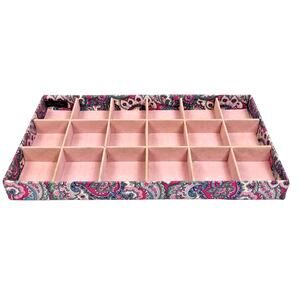 Raymond Waites Floral Fabric Covered Jewelry Box Organizer Tray 16x9x2 Paisley